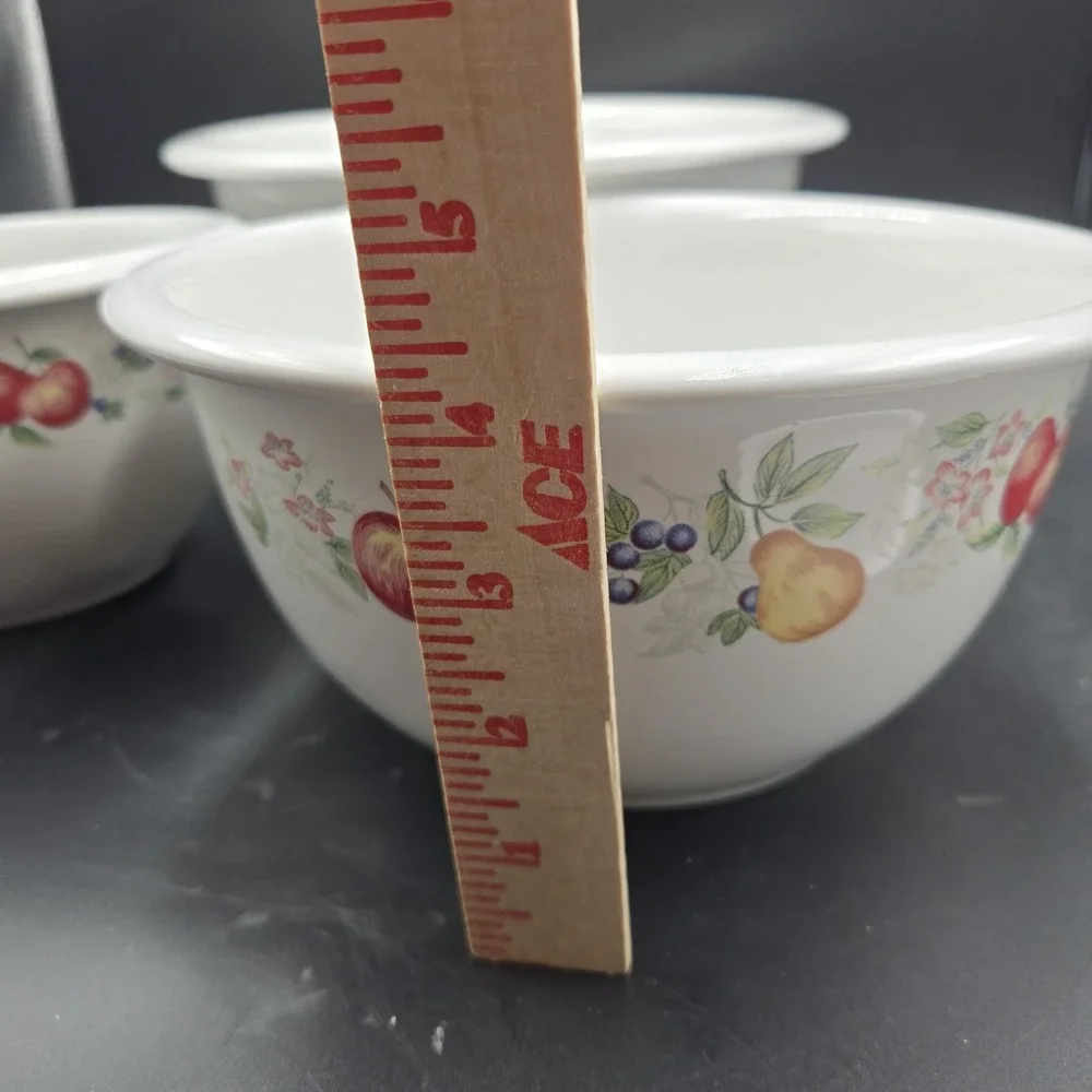 Corelle Country Cottagecore Nesting Bowls Set of Three‎ 1-2-3 Qt VTG Stoneware